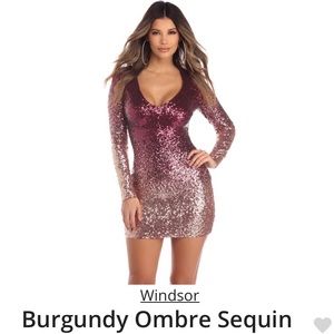 Red & champagne sequins ombré New Years dress